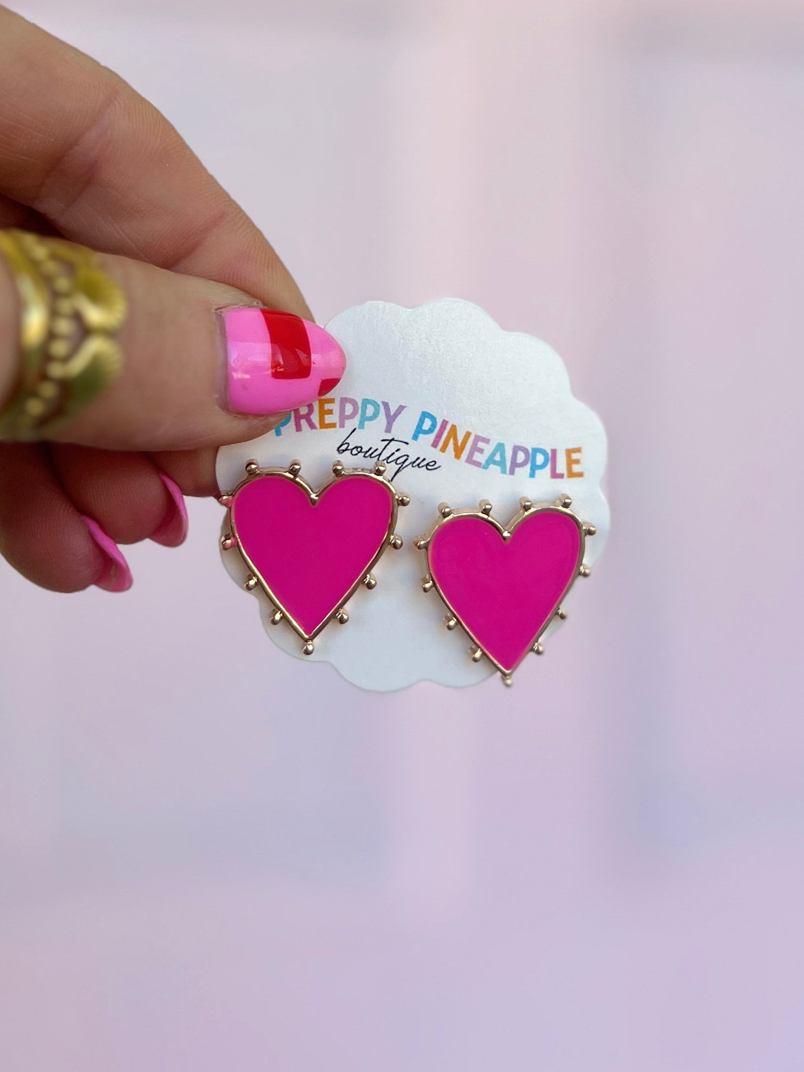 Dotted Color Heart Earrings