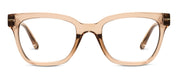 Peepers tan translucent rectangular eyeglass frames with gold-tone hinges