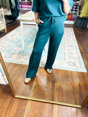 Good Sport Elastic Waist Straight Leg Pants - Deep Green
