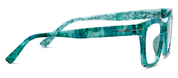 Peepers Buzzworthy turquoise marbled eyeglass frames, side profile with straight arms