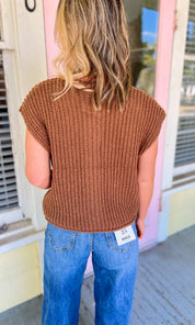 Find Your Voice Button Front Sweater - Dk Camel