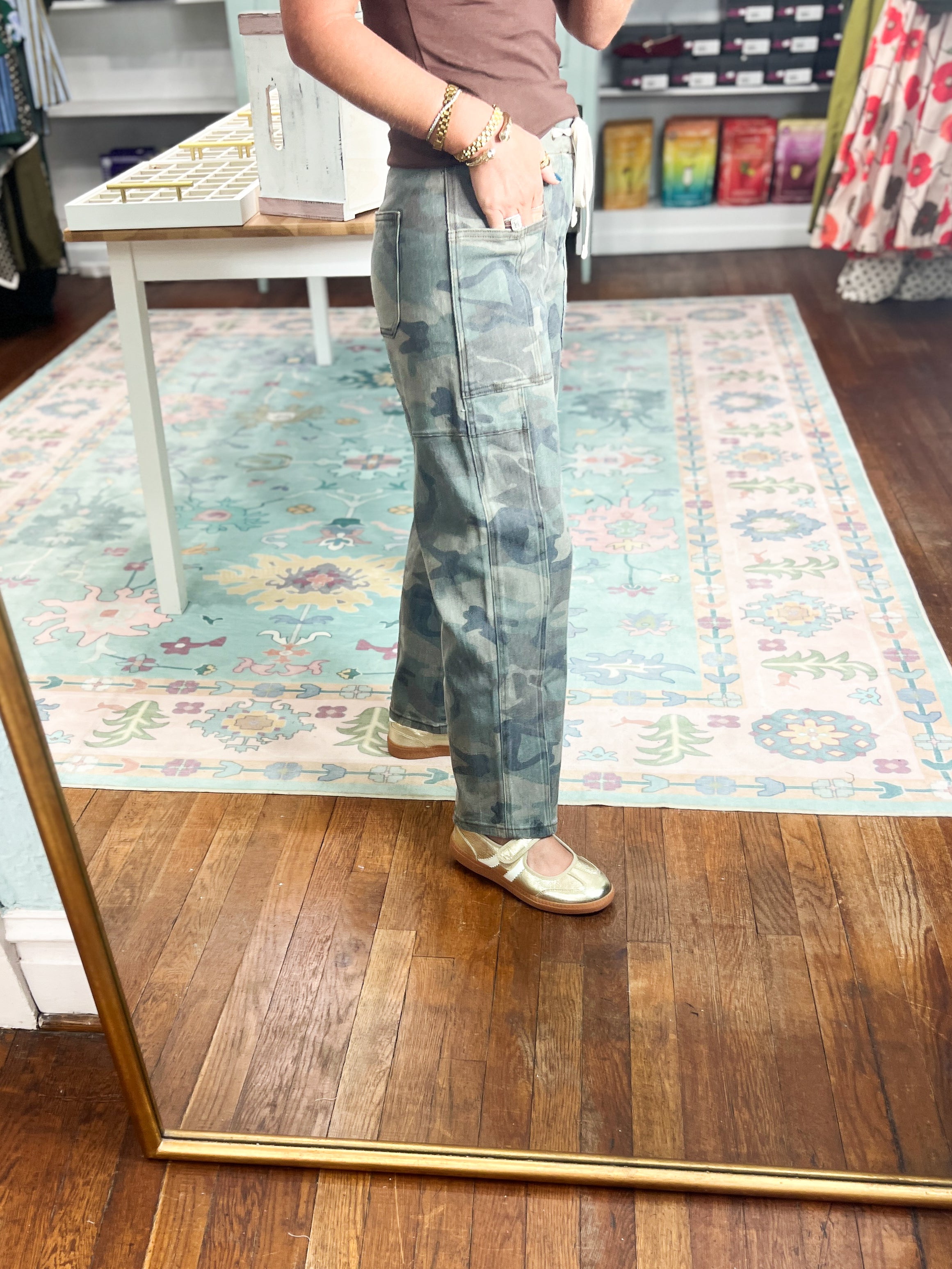 Risen| Slouchy Crop Barrel Camo Pants