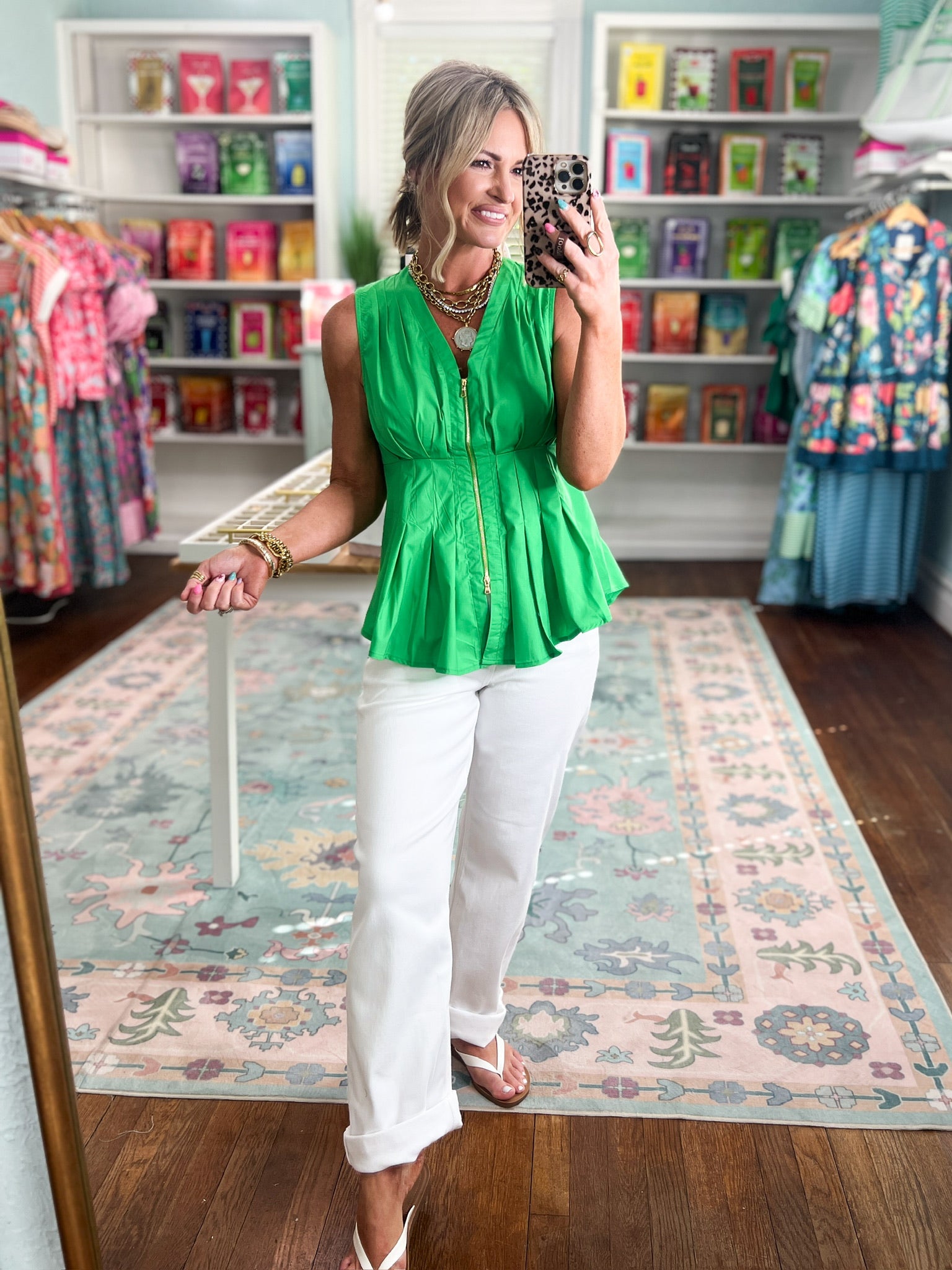 Sights Set Peplum Top - Green