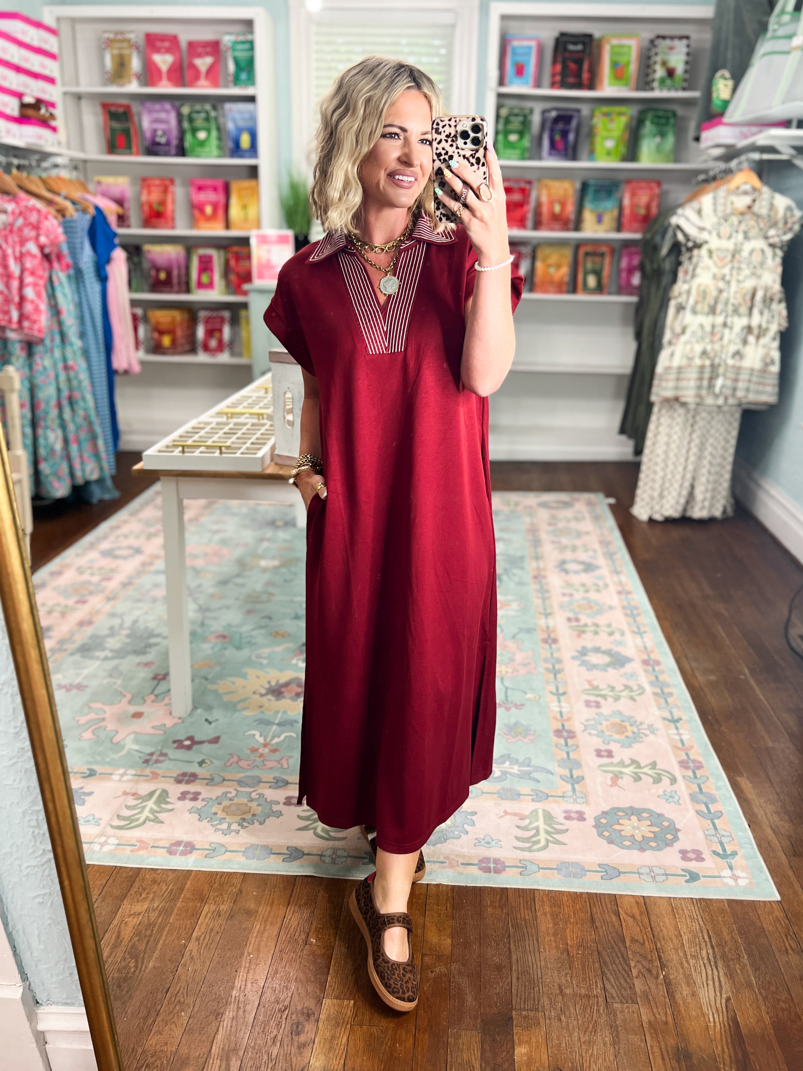 Casual Staple Midi Dress - Burgundy