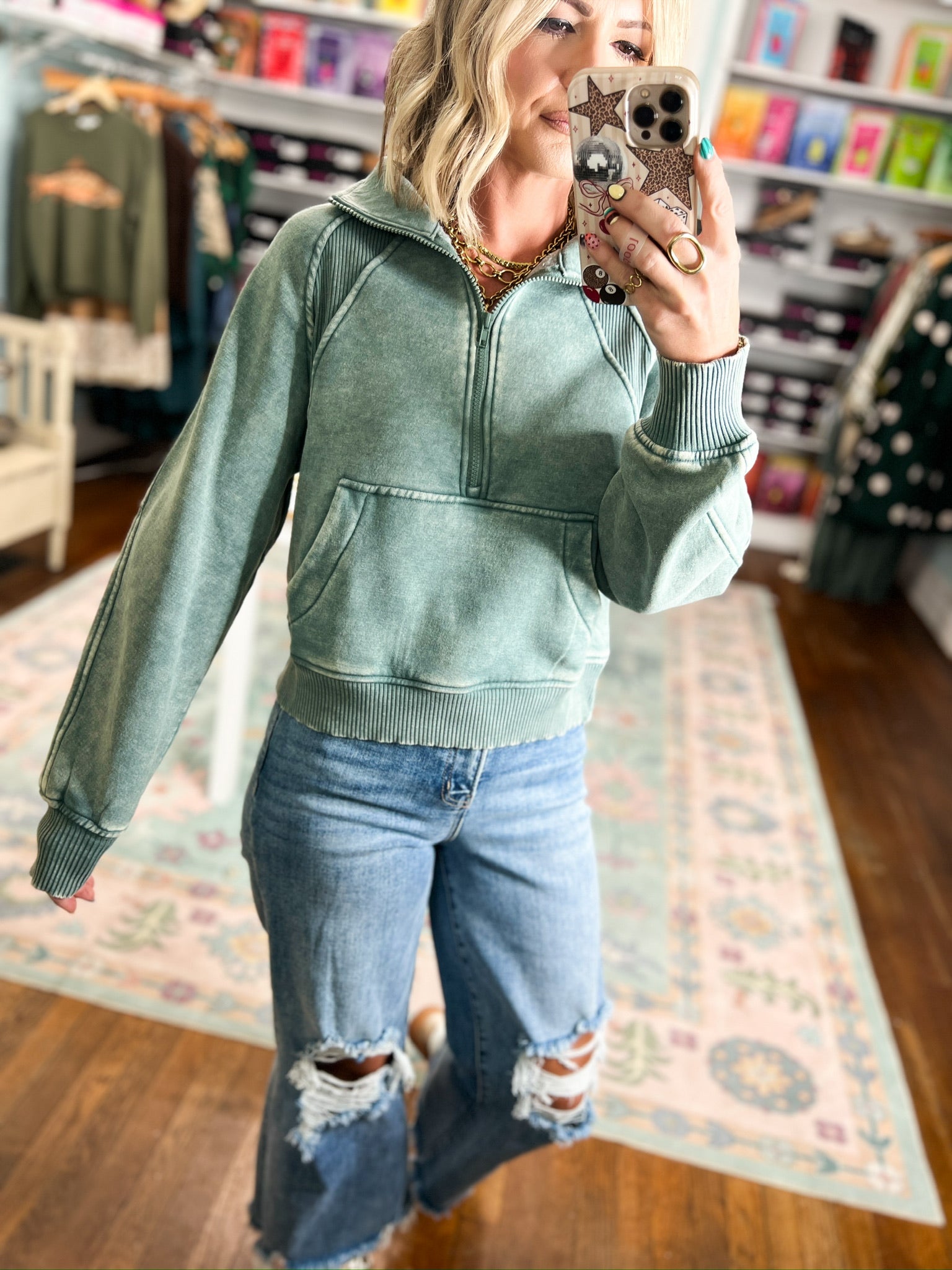 Wondering About the Wind Fleece Pullover - Ash Jade