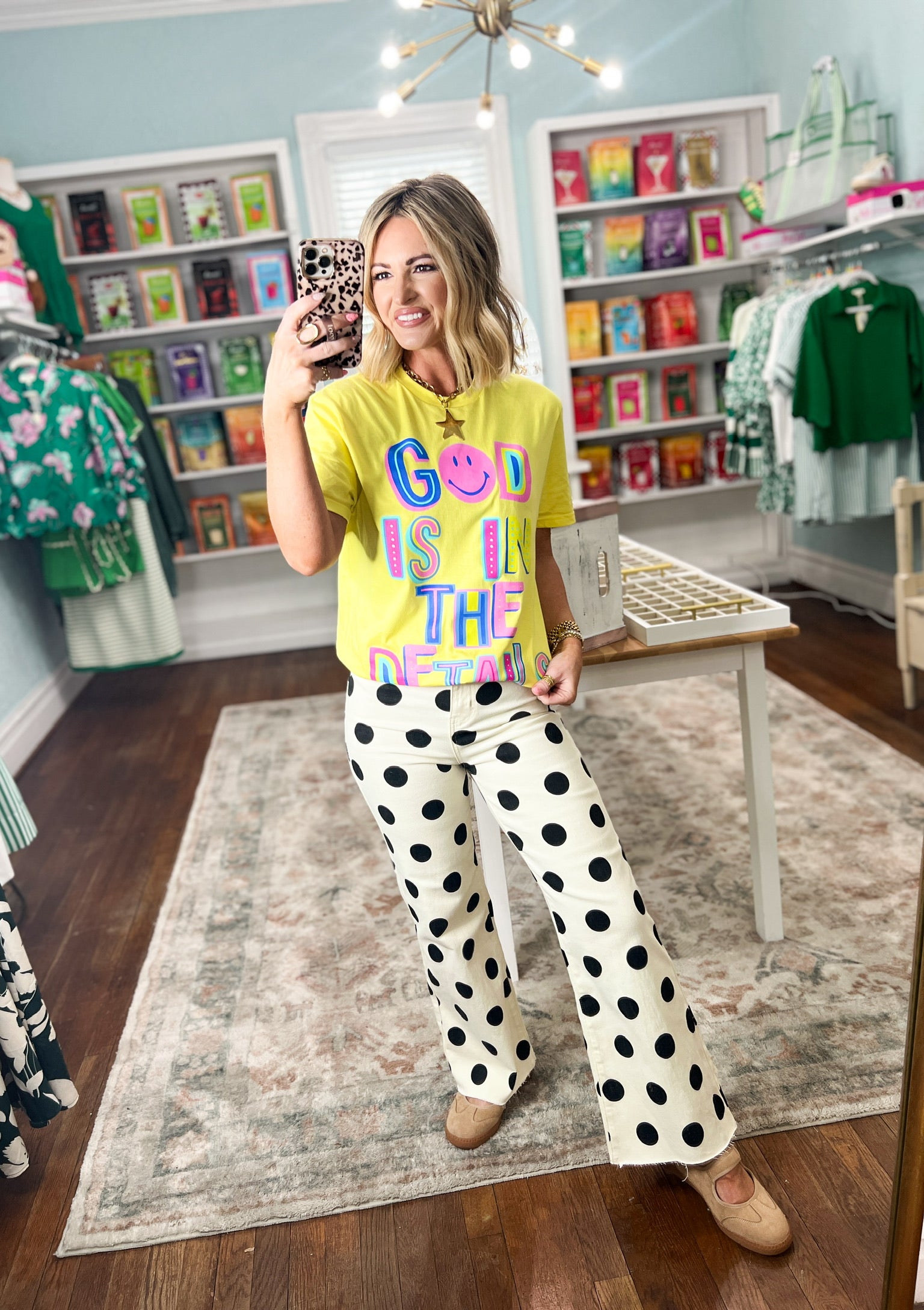 Loving The Dots Stretchy Denim Pants