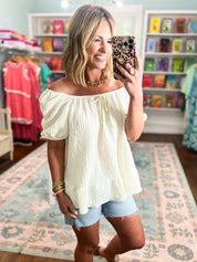 Share Your Happiness Textured Top - Ivory
