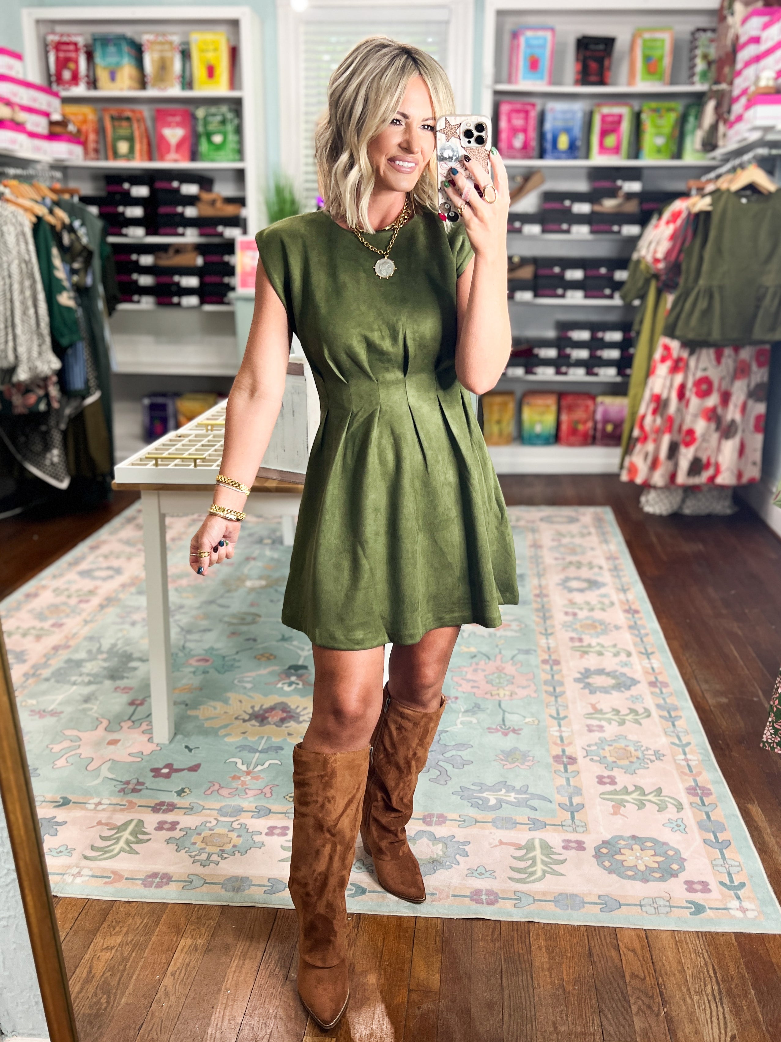 All This Time Mini Dress - Olive