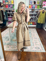 A Spot of Style Midi Dress - Taupe