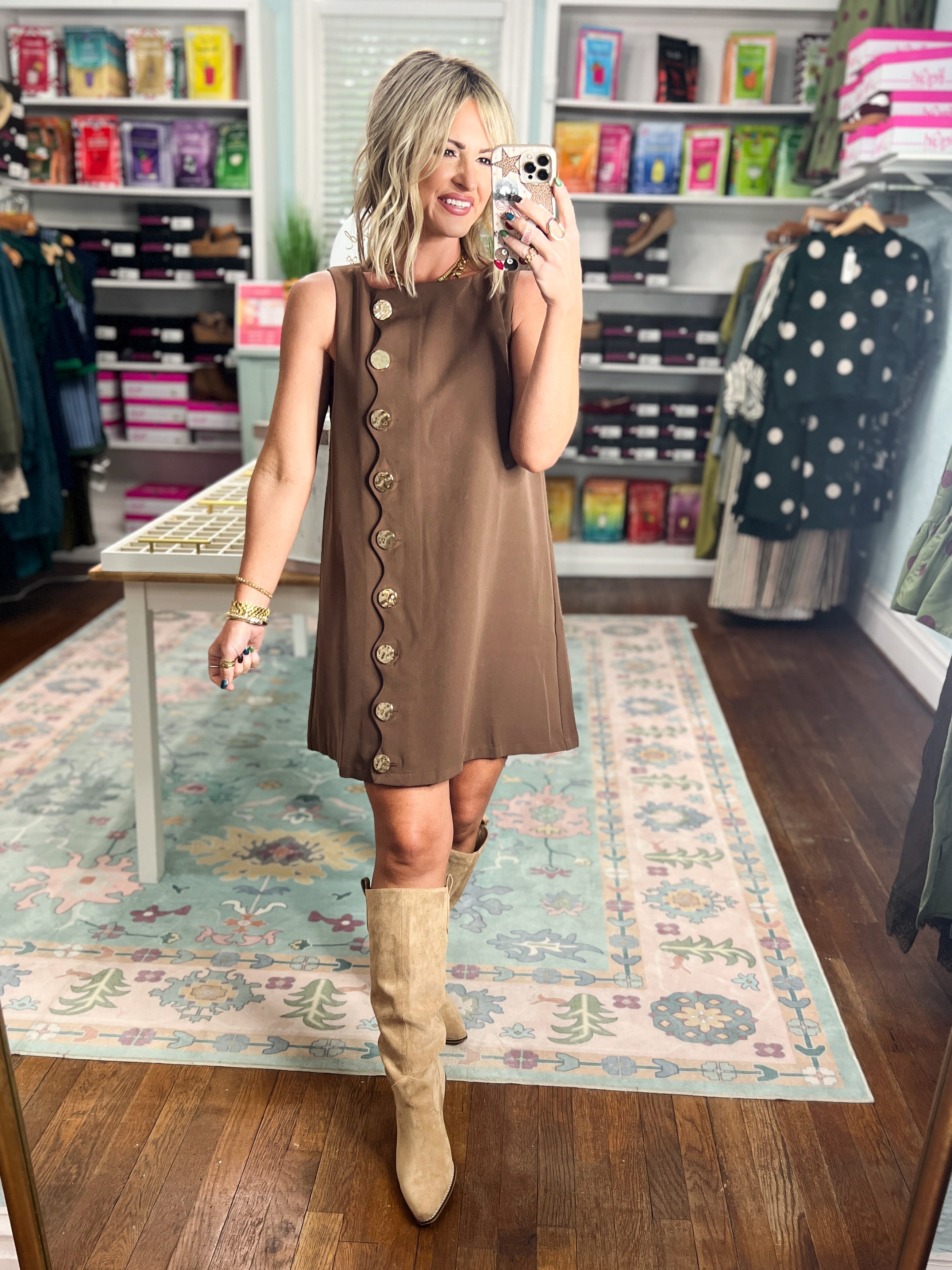 Perfect Introduction Mini Dress - Brown