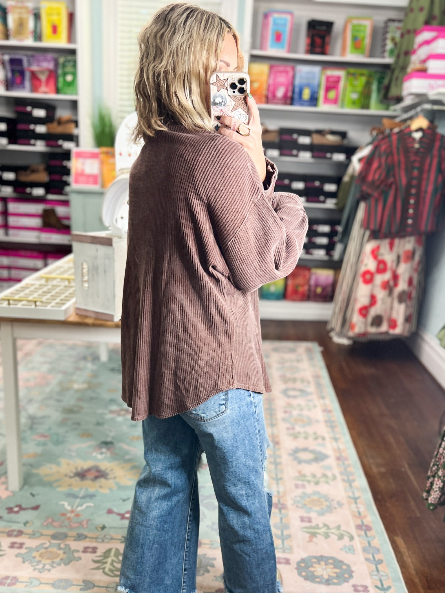 Better Off Mineral Wash Shacket- Dk. Brown