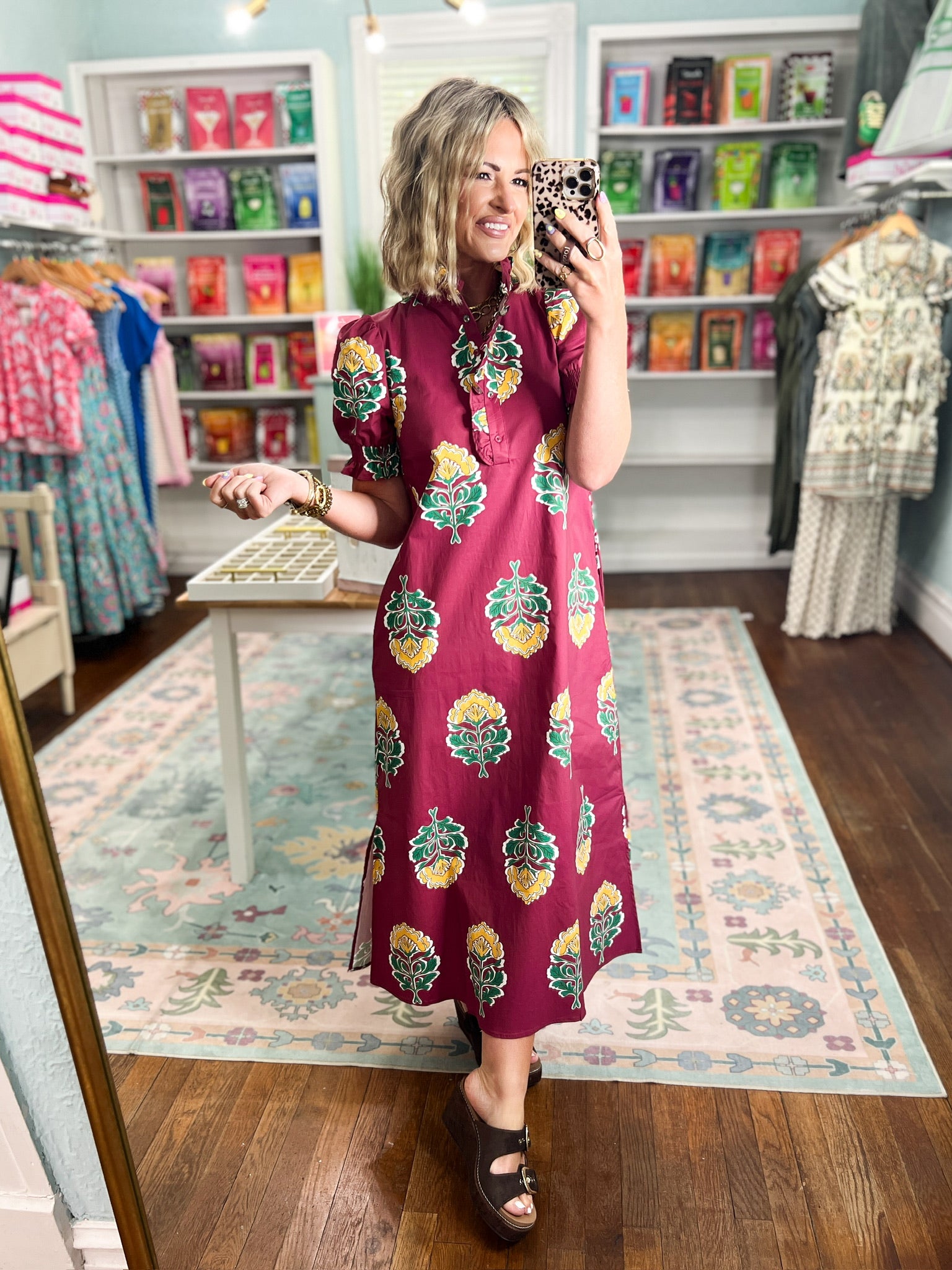 When It All Comes Together Ruffle Collar Midi Dress - Burgundy
