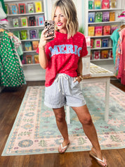 Simply Striped Twill Shorts - Blue