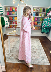 Little Moments Gingham Midi Dress - Pink