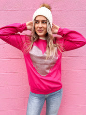 Pink Glitter Heart Crew