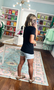 Basic Language Short Sleeve Top - Black