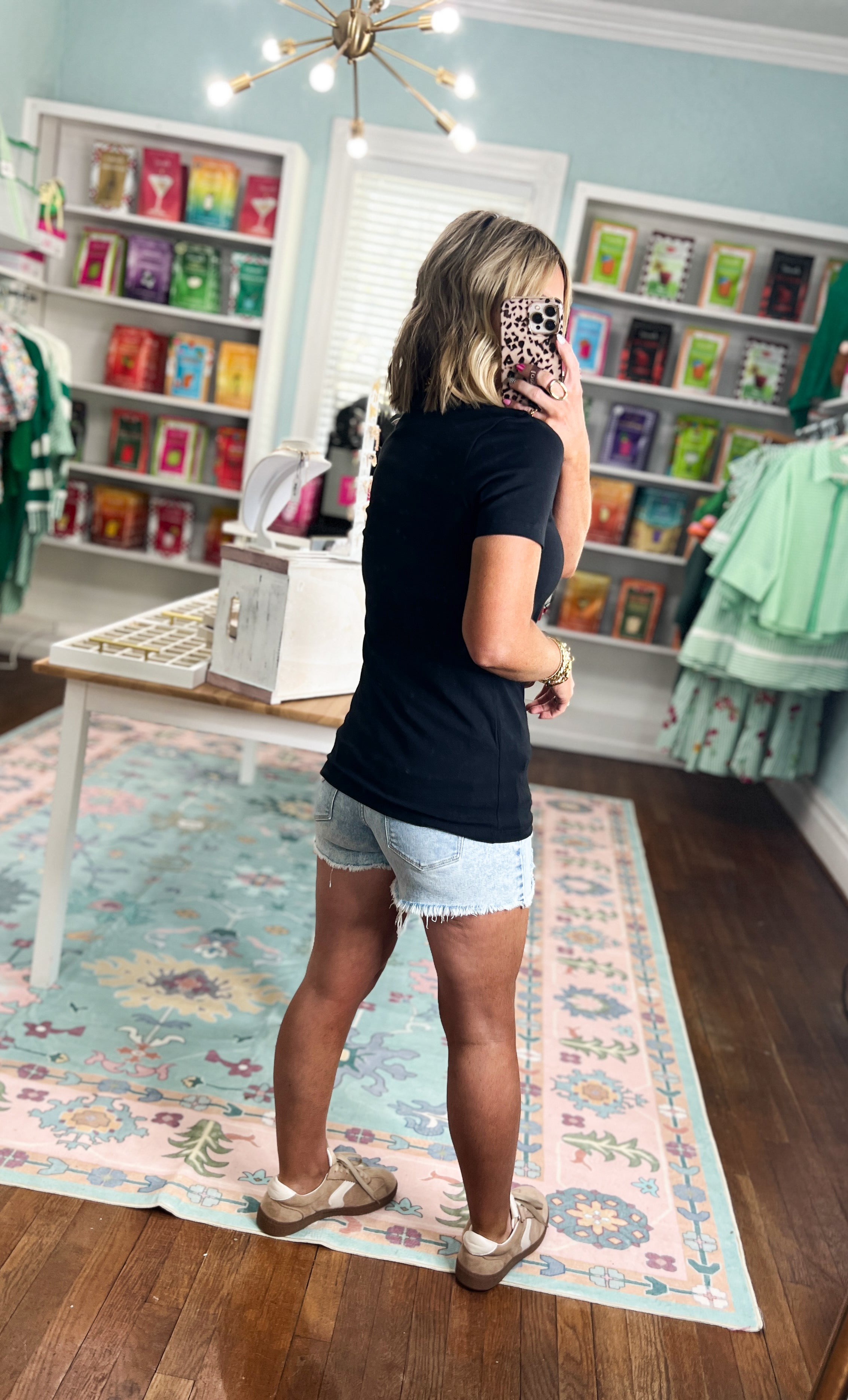 Basic Language Short Sleeve Top - Black