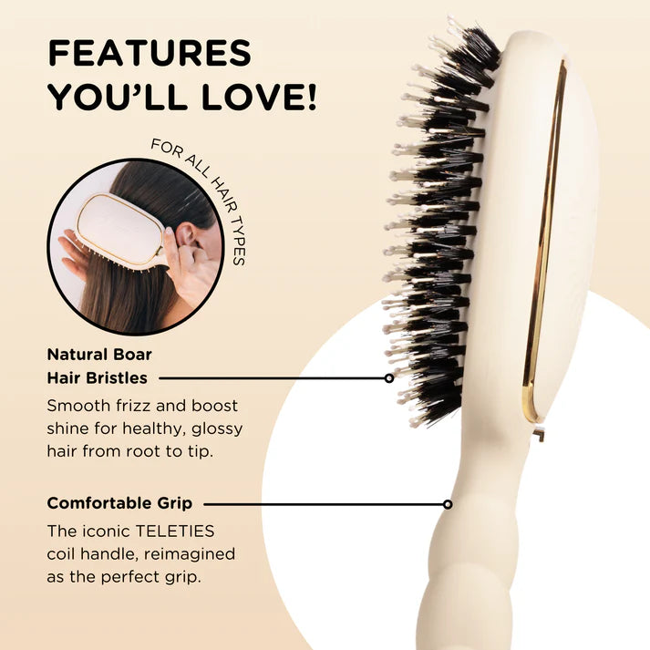 Teleties | Boar Bristle Hair Brush - Tan