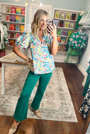 Blossoms and Blooms Floral Print Top