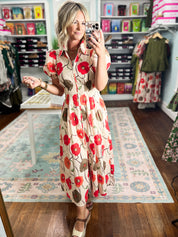 Poppy Garden Midi Dress