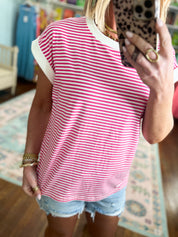All You Need Stripe Top - Hot Pink