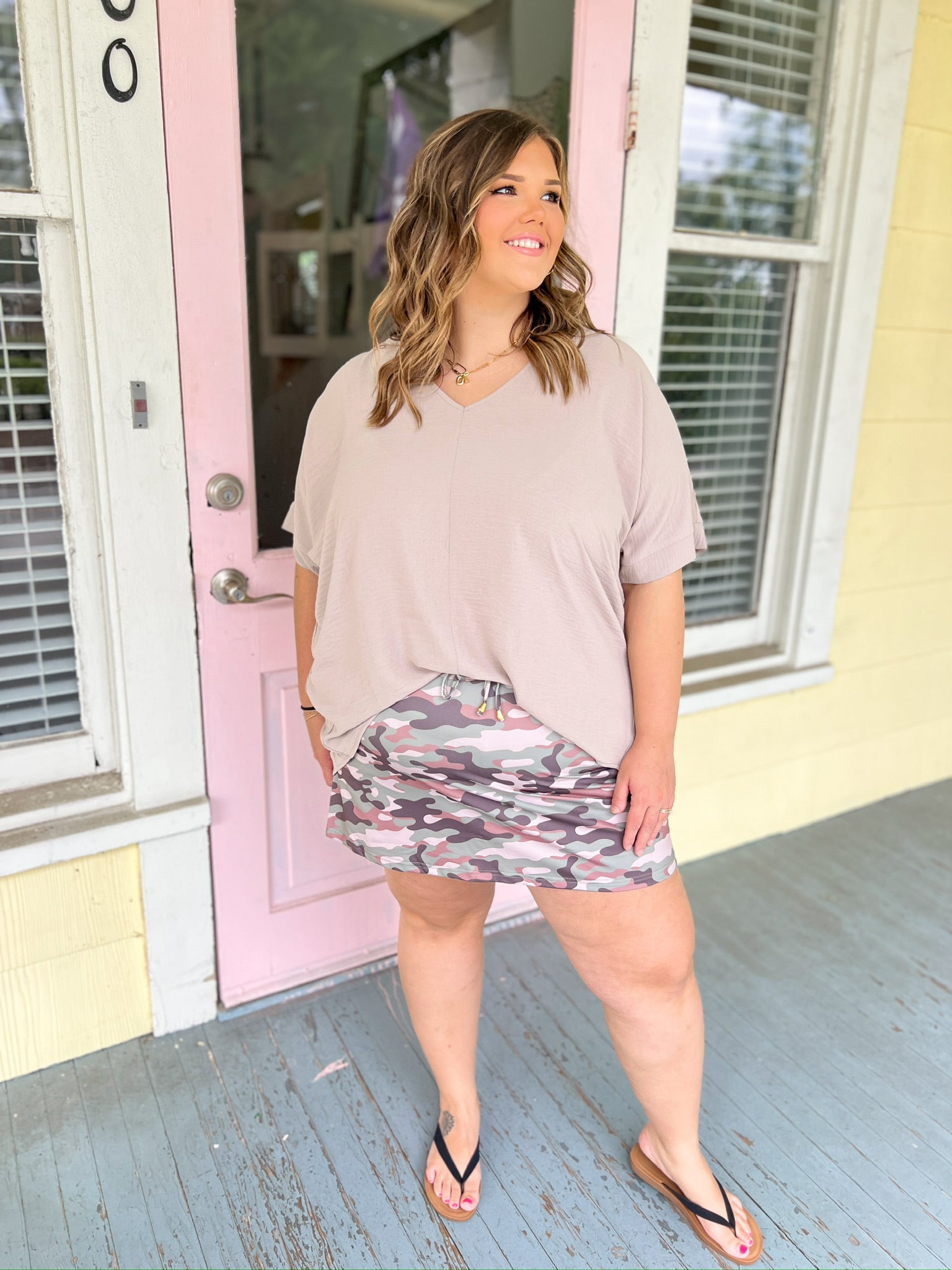 Call Back Later Woven Top - Lt. Mocha