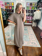 Don't Waste a Moment Midi Dress - Brown