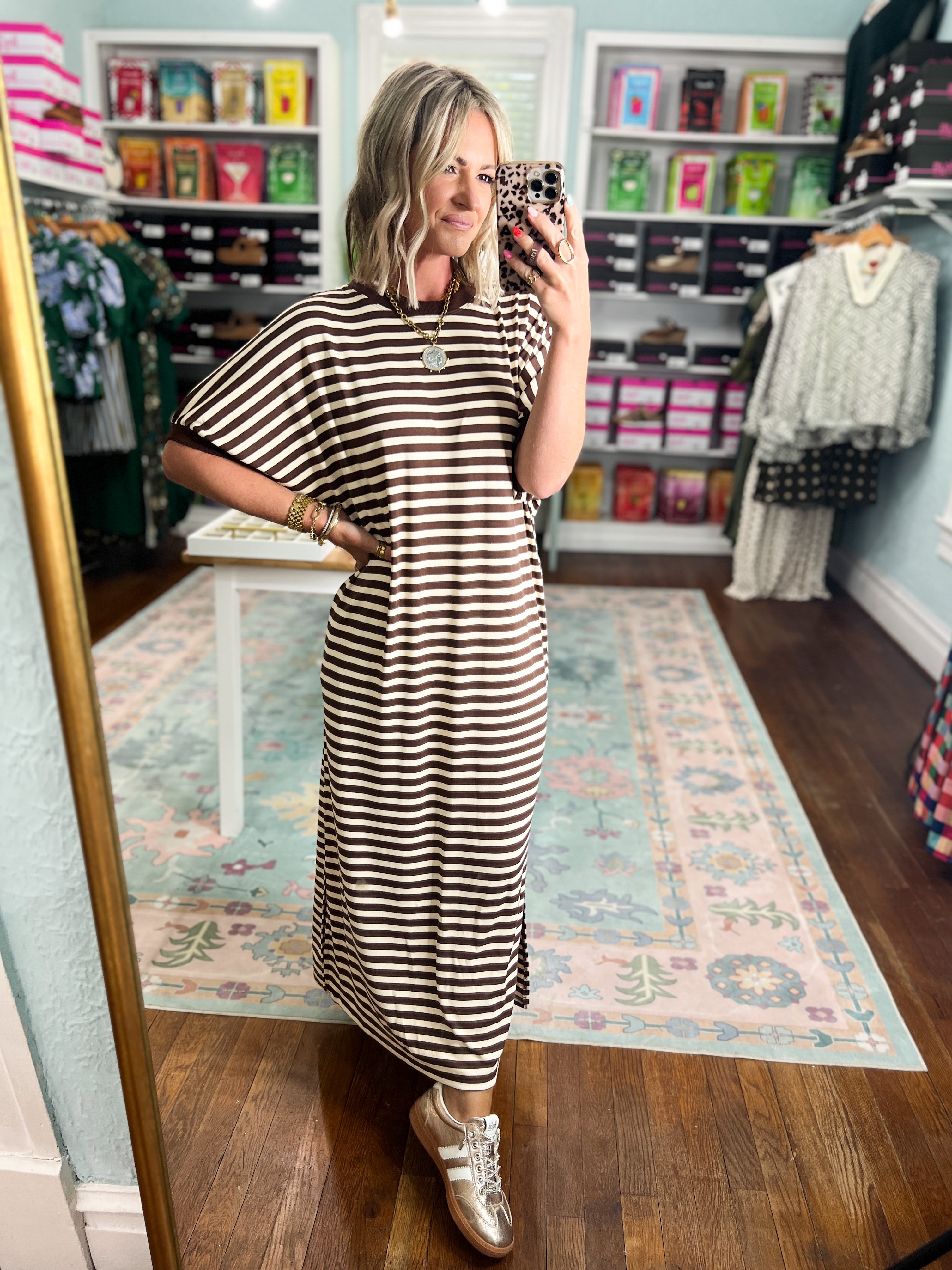Don't Waste a Moment Midi Dress - Brown