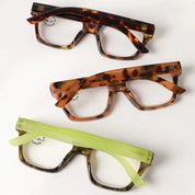 Leopard Square Glasses Frame Reading Glasses - Green