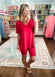 Roll With It Top and Shorts Set - Ruby