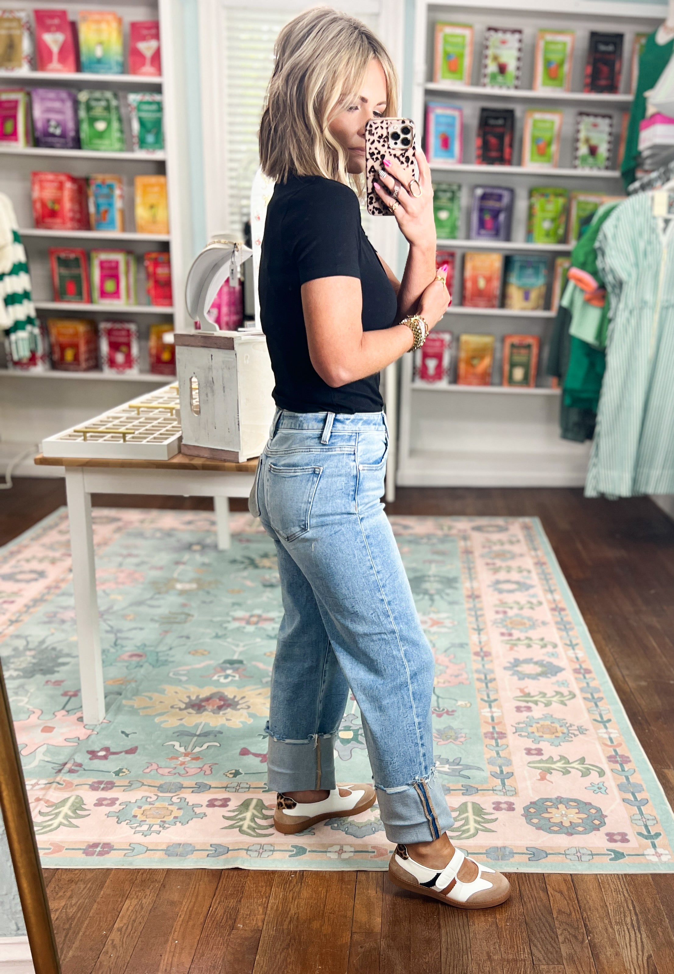Risen | High Rise Crop Boyfriend Cuffed Jeans