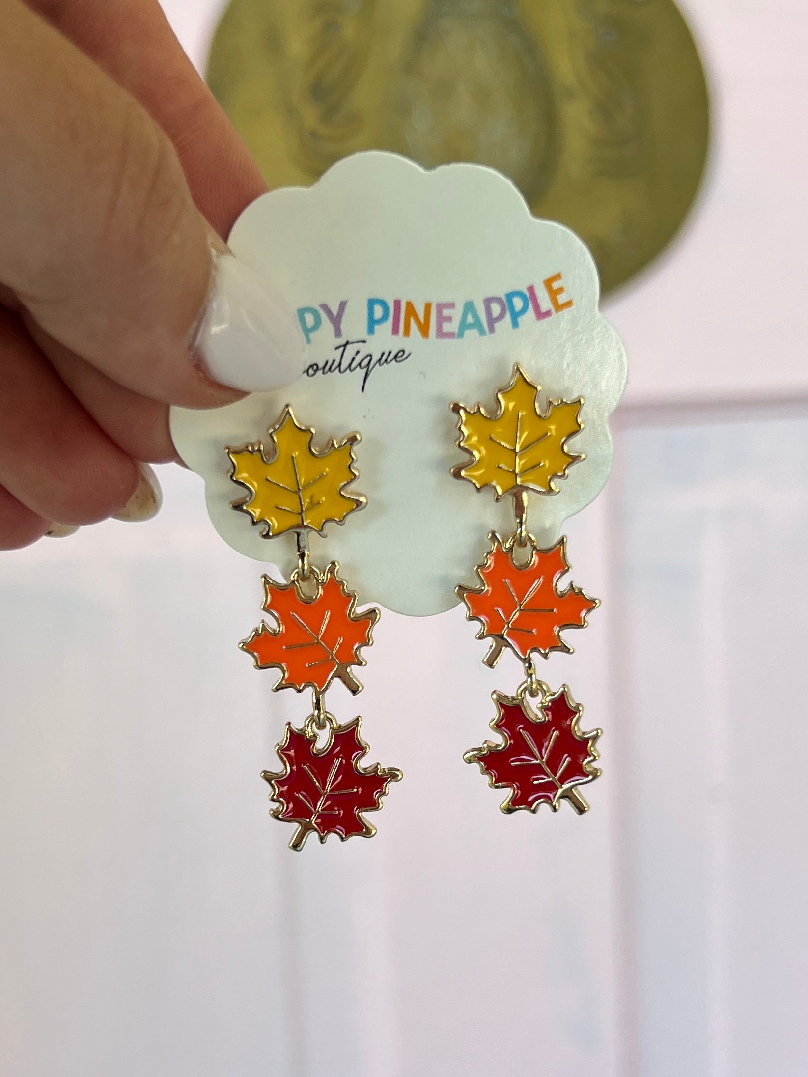 Linked Maple Leaf Drop Earrings