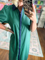 Just a Good Thing Midi Dress - Navy Green