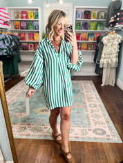 Daylight Mix Oversized Mini Dress - Green