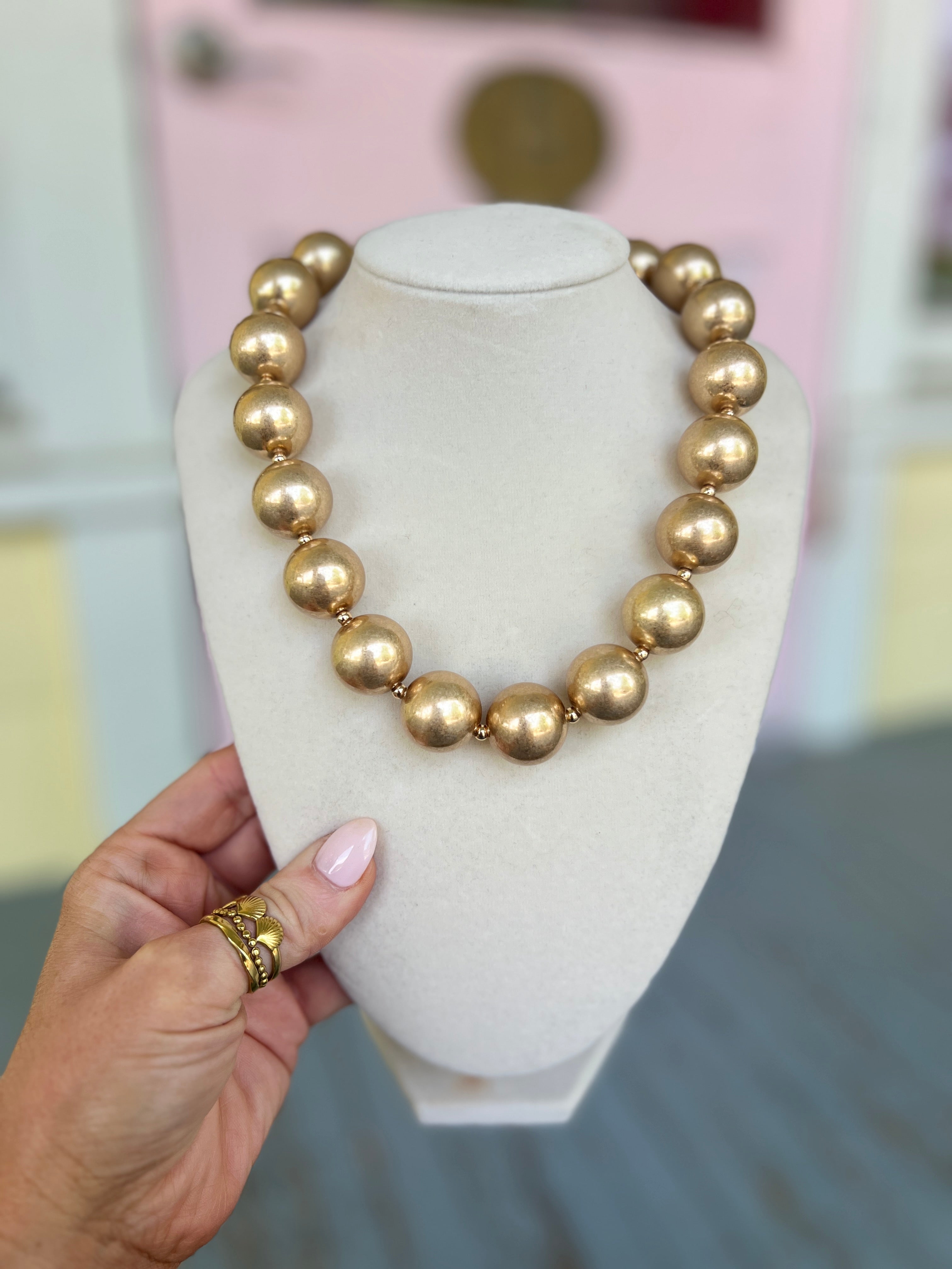 CCB Ball Necklace - Worn Gold