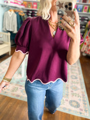 All That Charm Short Sleeve Top - Plum