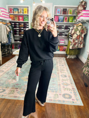 Effortless Fit Luxe Crew Neck TOP - Black