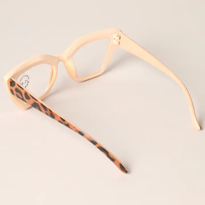 Leopard Colored Frame Reading Glasses - Cream