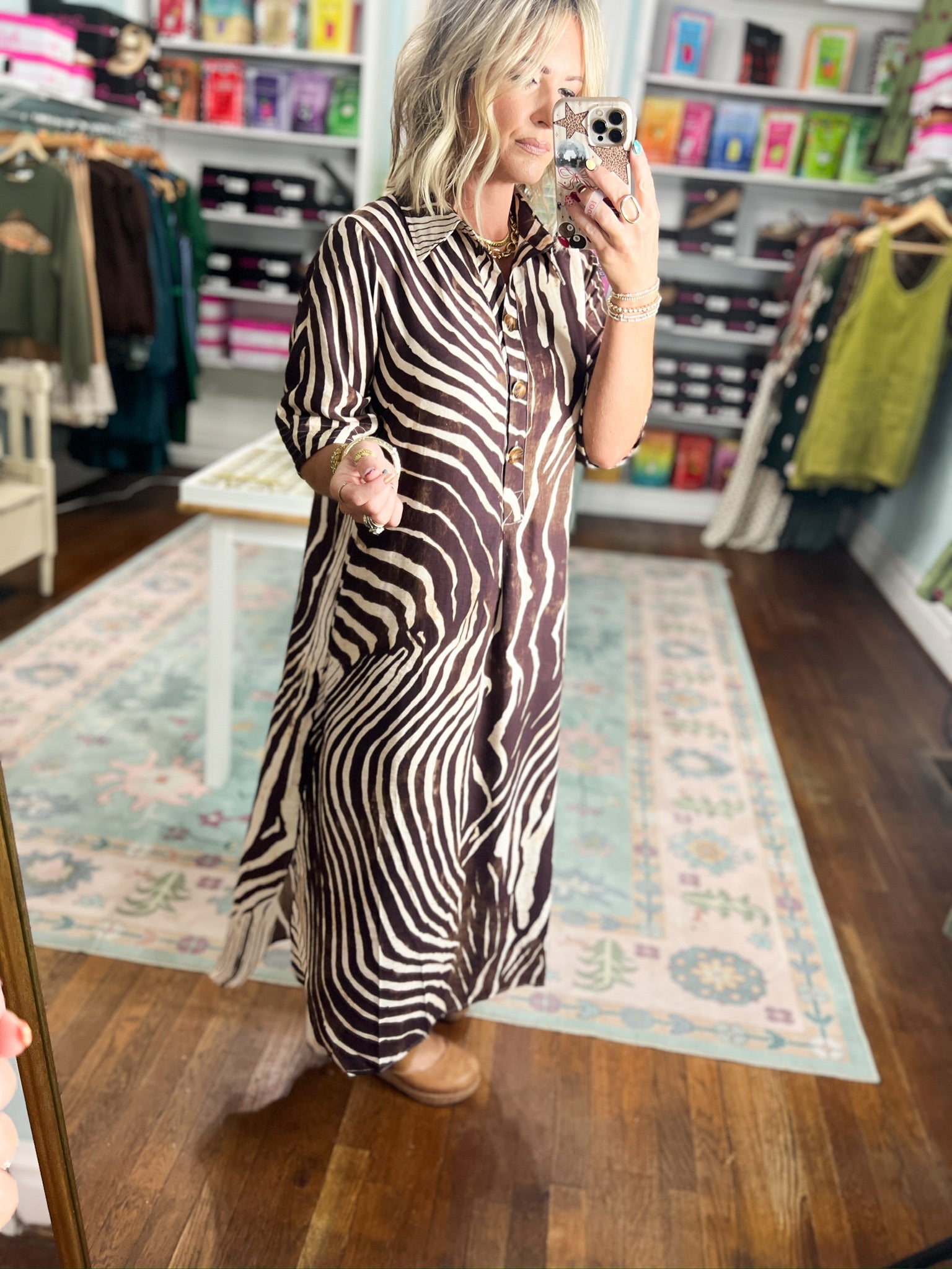 Usual Plans Zebra Print Midi Dress - Brown