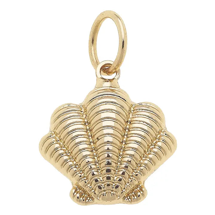 Charmed | Ribbed Clamshell Charm Shiny Gold