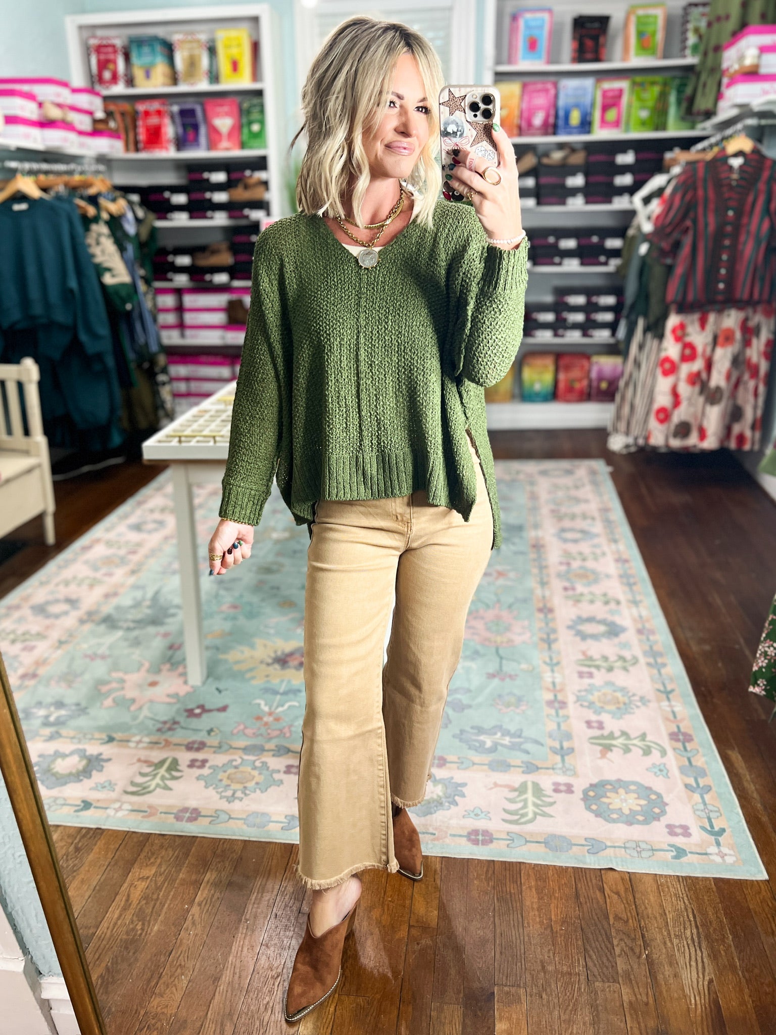 Why Not Dolman Sleeve Sweater Top - Lt. Olive