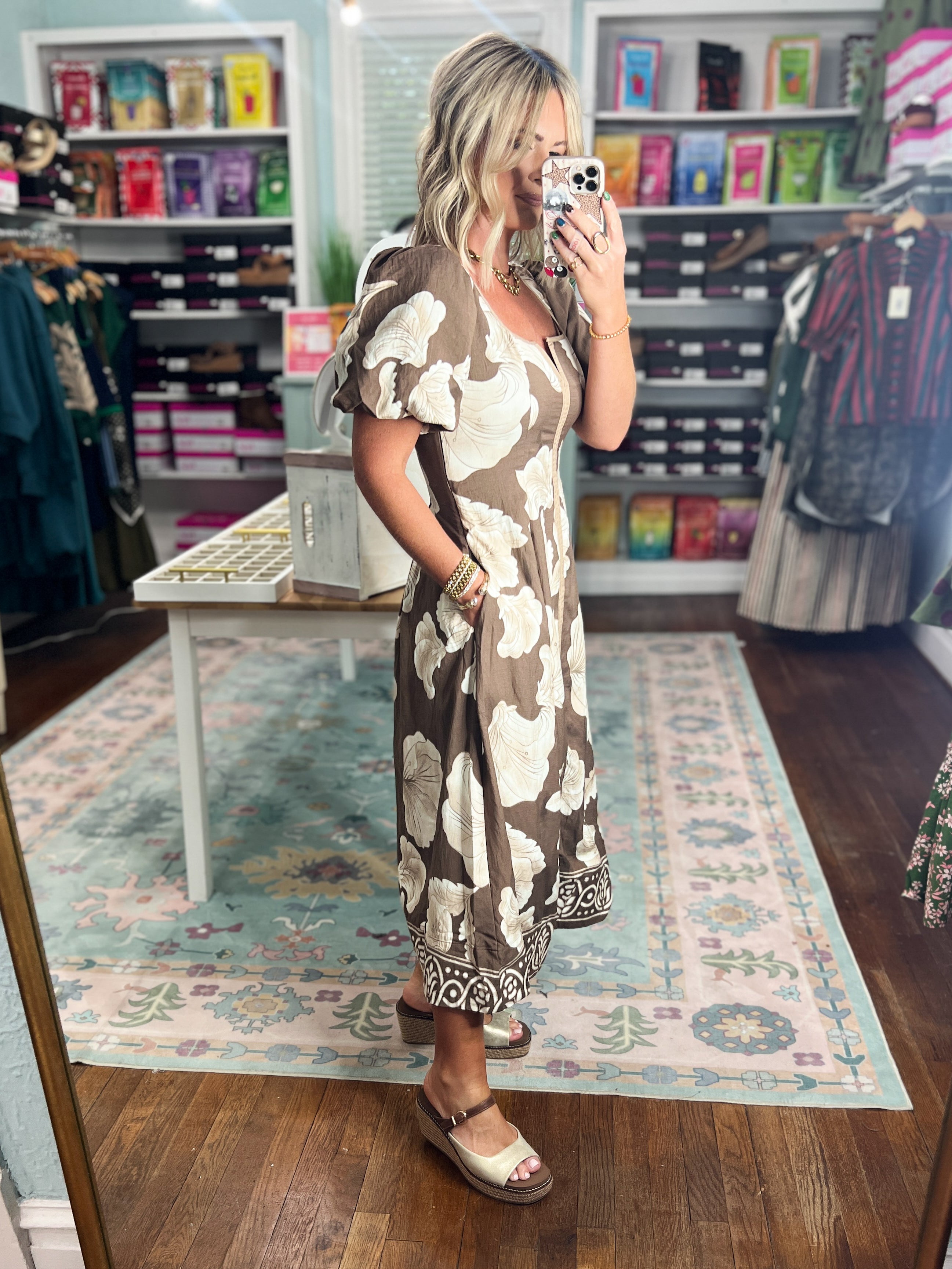 She's Got Grace Floral Dress - Brown