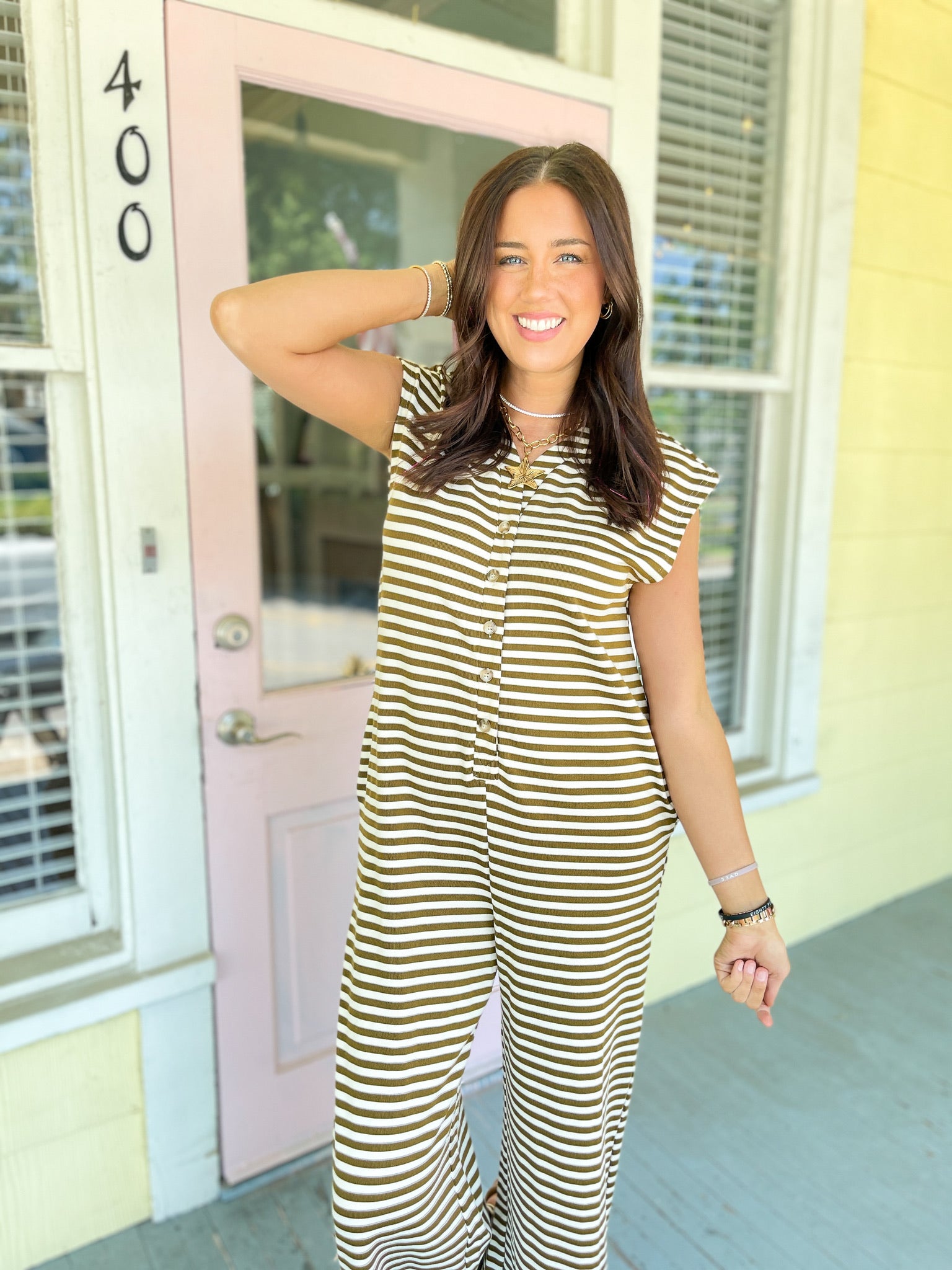 Speak Your Truth Button Down Jumpsuit - Mocha