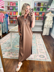 All Set Short Sleeve Midi Dress