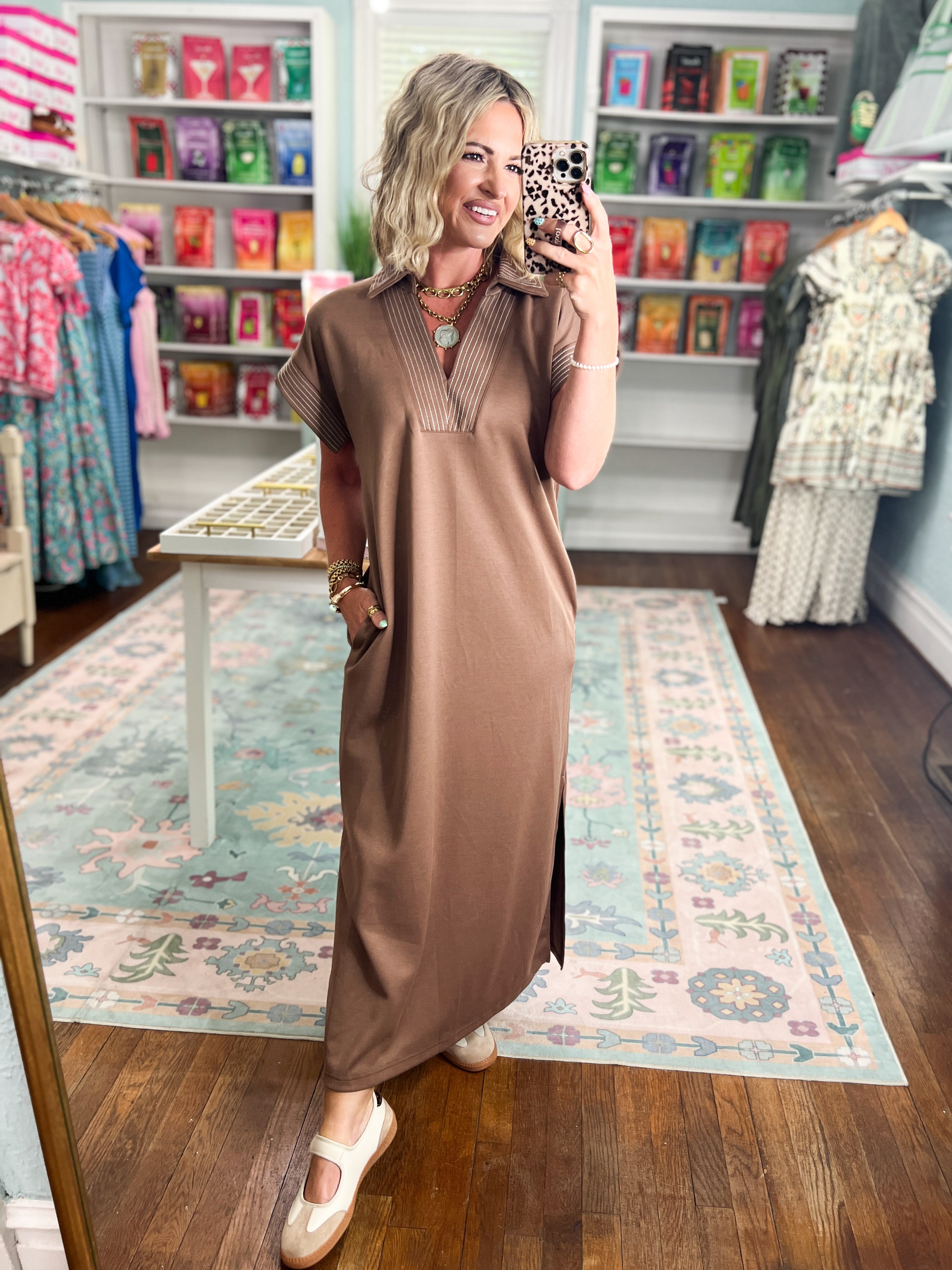 All Set Short Sleeve Midi Dress