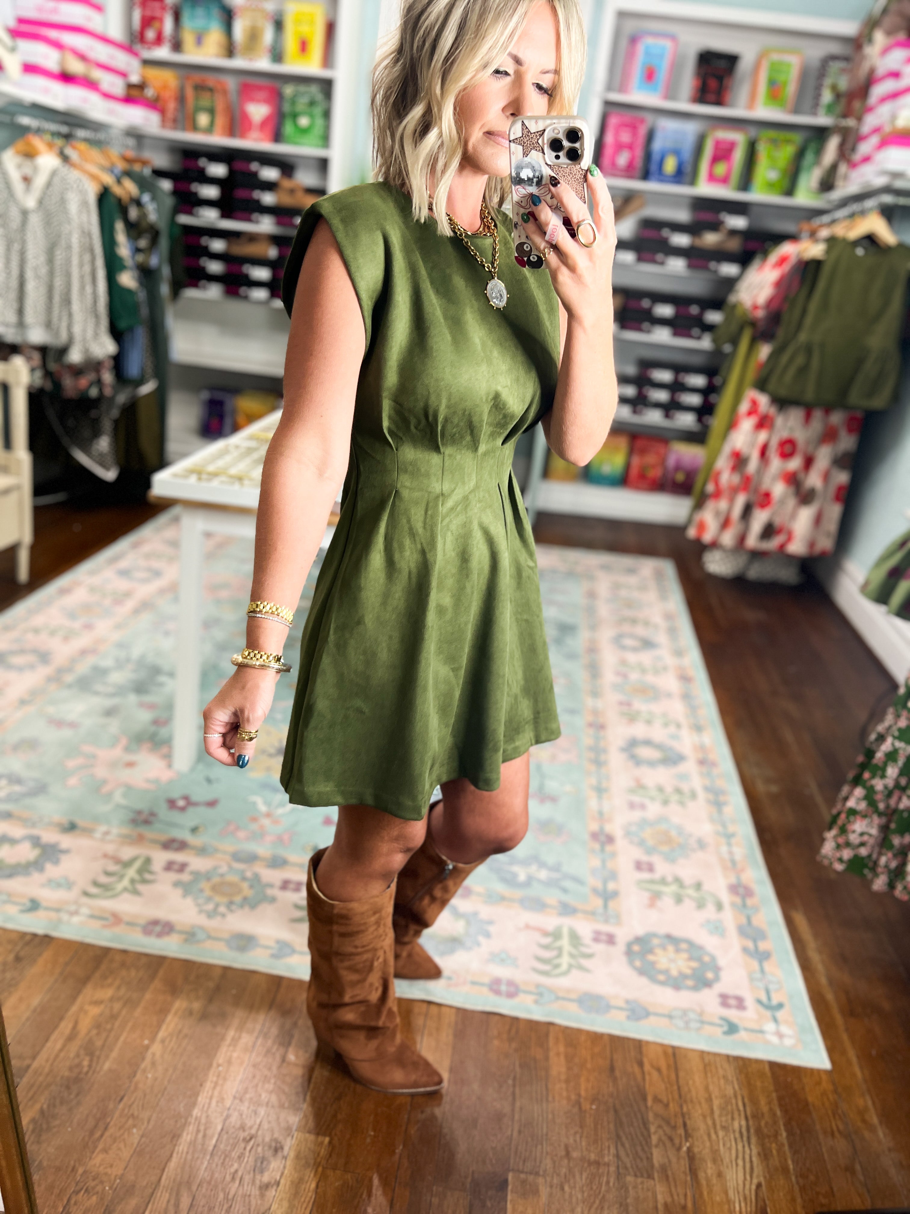 All This Time Mini Dress - Olive