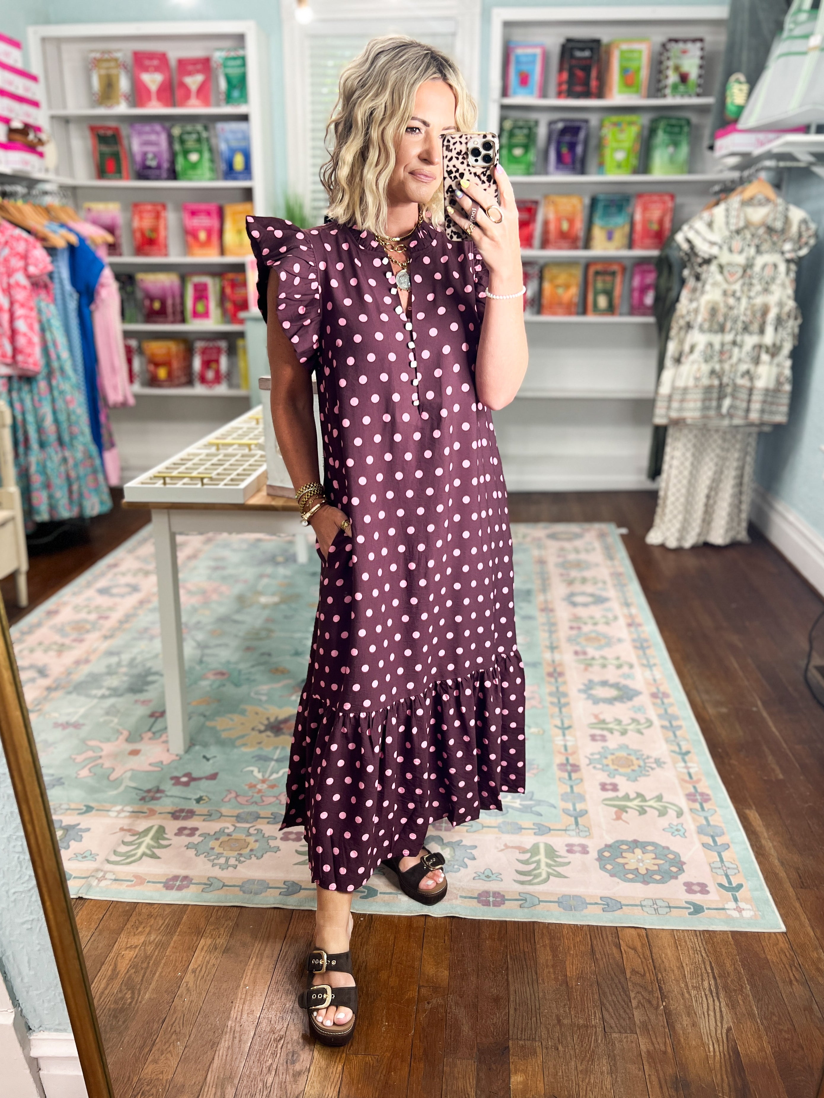 Vintage Spotlight Midi Dress - Wine