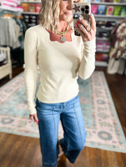 Sweet Rose Whisper Knit Top - Oatmeal