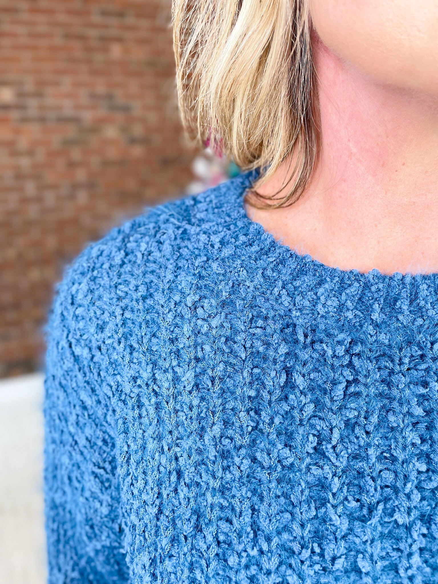 Seasonal Snuggles Round Neck Sweater - Dusty Blue