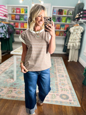 My Way Stripe Top - Mocha
